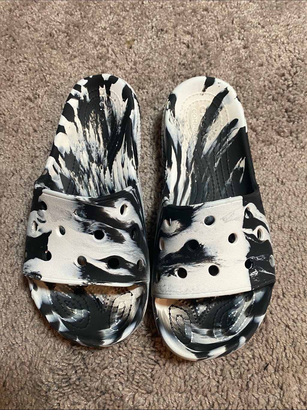 Crocs Classic Marble Swirl Slide Sandals Slip Ons For Women